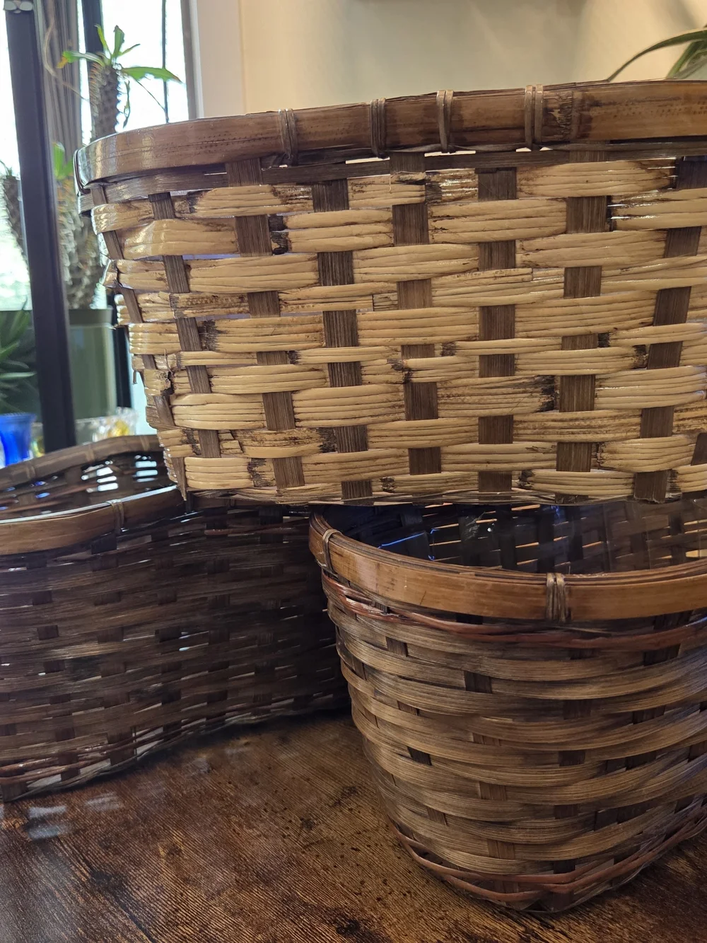 Woven Natural Brown Decorative Storage Basket - Set of 3